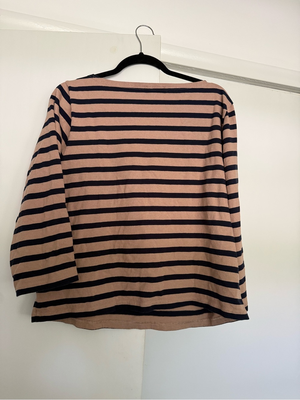 J. Crew Beige and Navy Striped Long Sleeve Tee